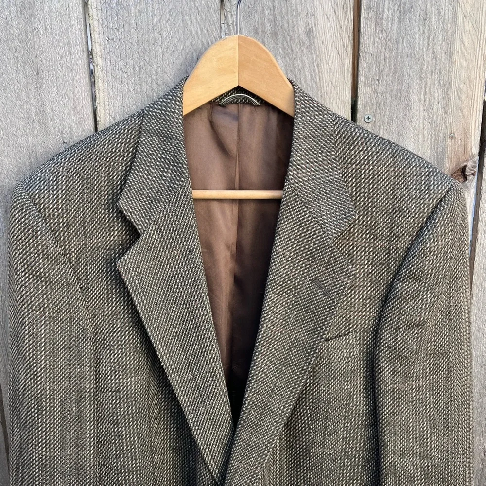 *Vintage Dior | Two Button Wool Glen Plaid Blazer Size 42R