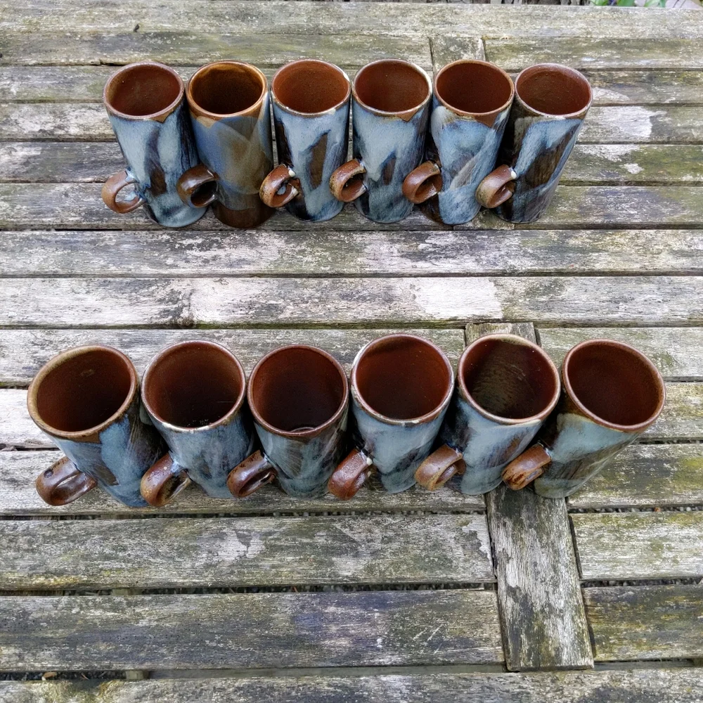 Rare! 12 Vintage Caffe D'Vita Stoneware Ceramic Glazed Cappucino Coffee Cups