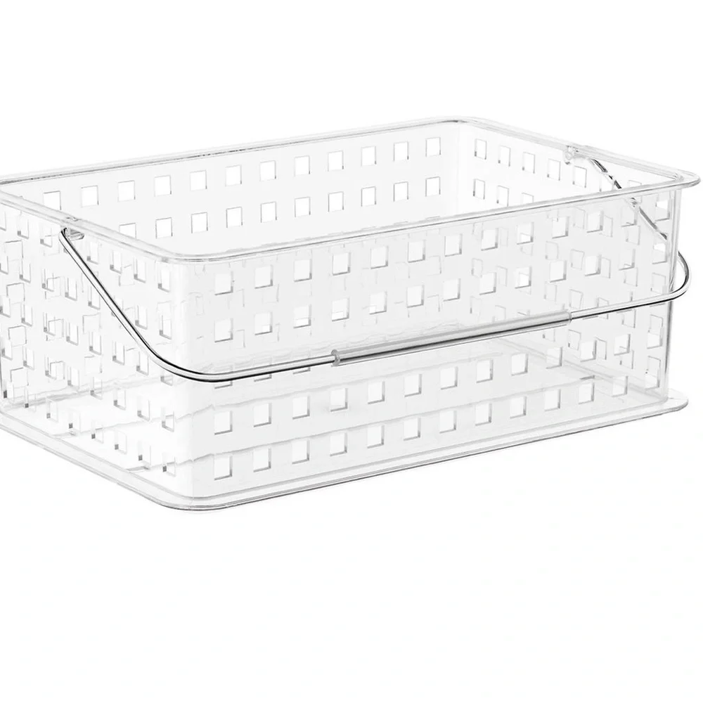 NWT iDesign Large Grid Tote W/ Handle Clear 13-1/2