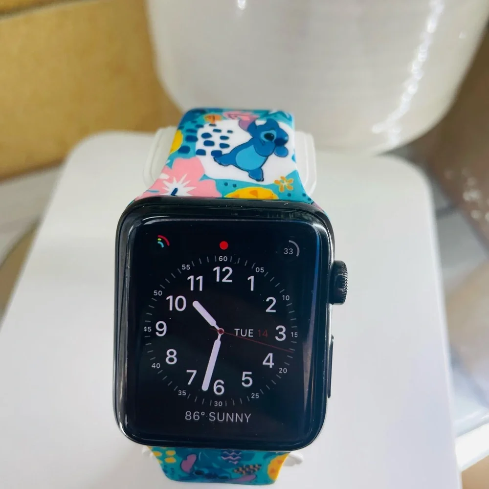 Cute Silicone Watchband Tropical Stitch Design for Apple Watch Any Series