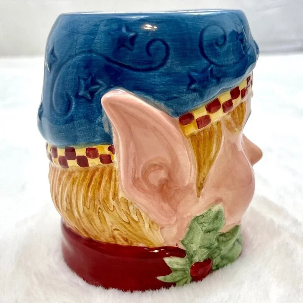 Tis The Season Christmas Elf Large Ceramic Coffee Mug 20oz Hat Handle