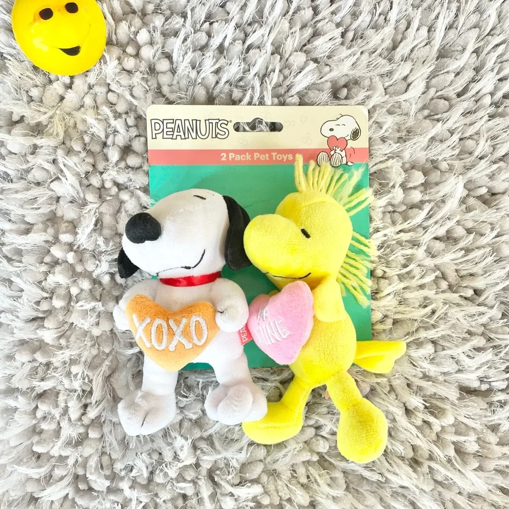 🐶New with tags PEANUTS 2PACK STUFFED PET TOYS W/ SQUEAKERS Snoopy & Woodstock