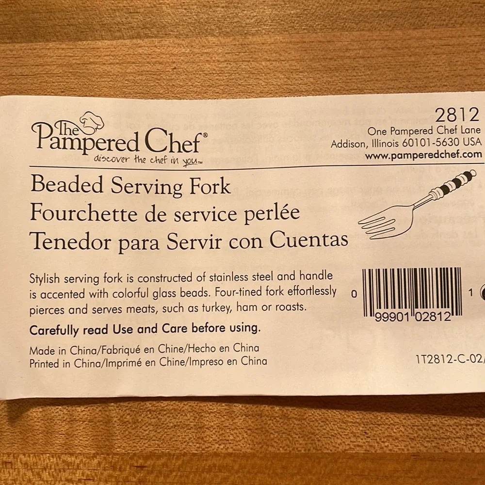 NWOT Pampered Chef Beaded Serving Fork