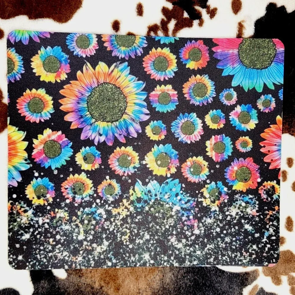 Rainbow Glitter Sunflower Computer Mouse Pad