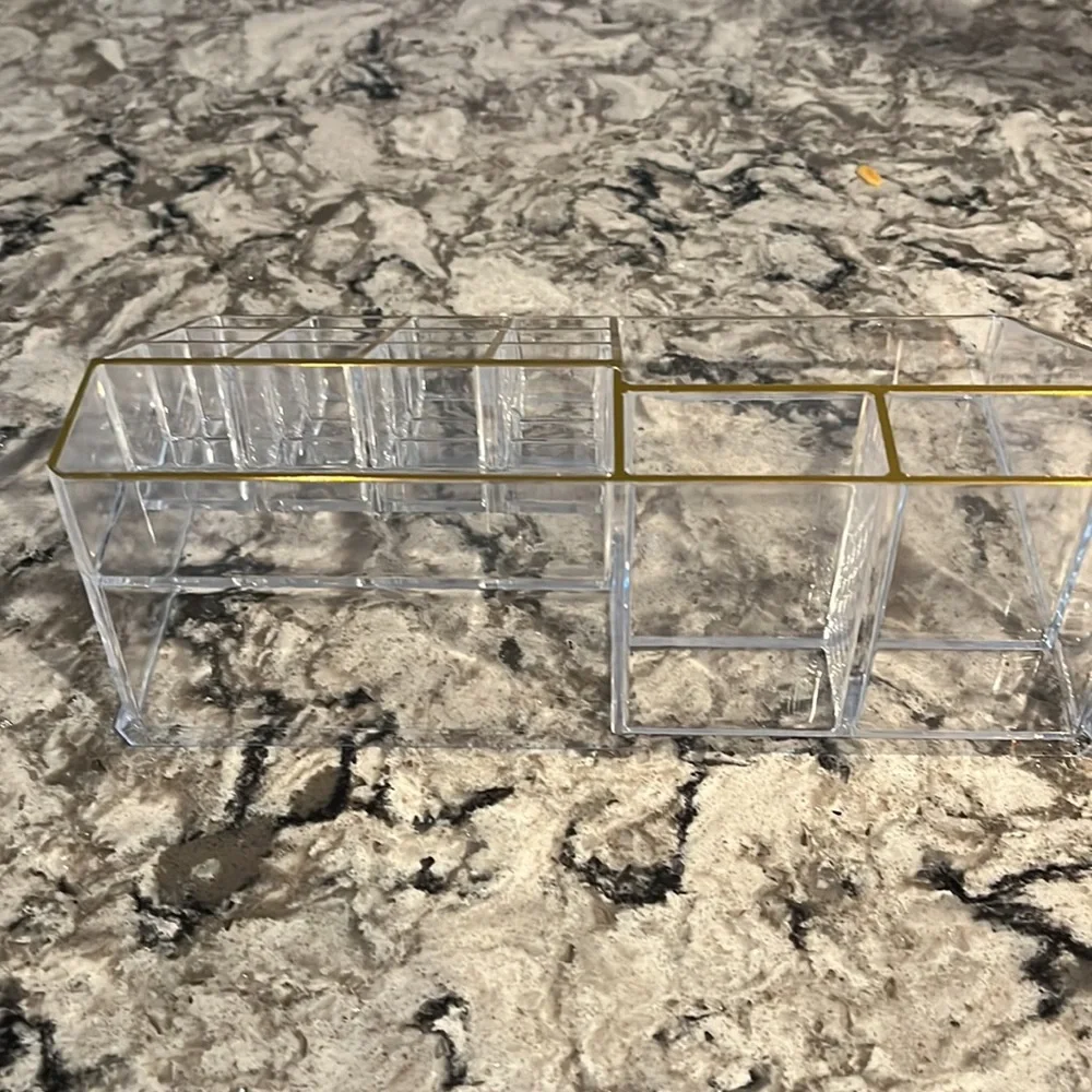 Acrylic makeup organizer.