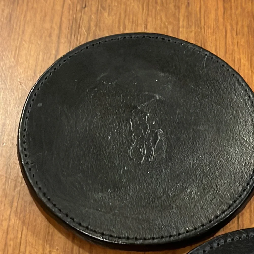 Polo Ralph Lauren vintage drink coasters leather X 3 black