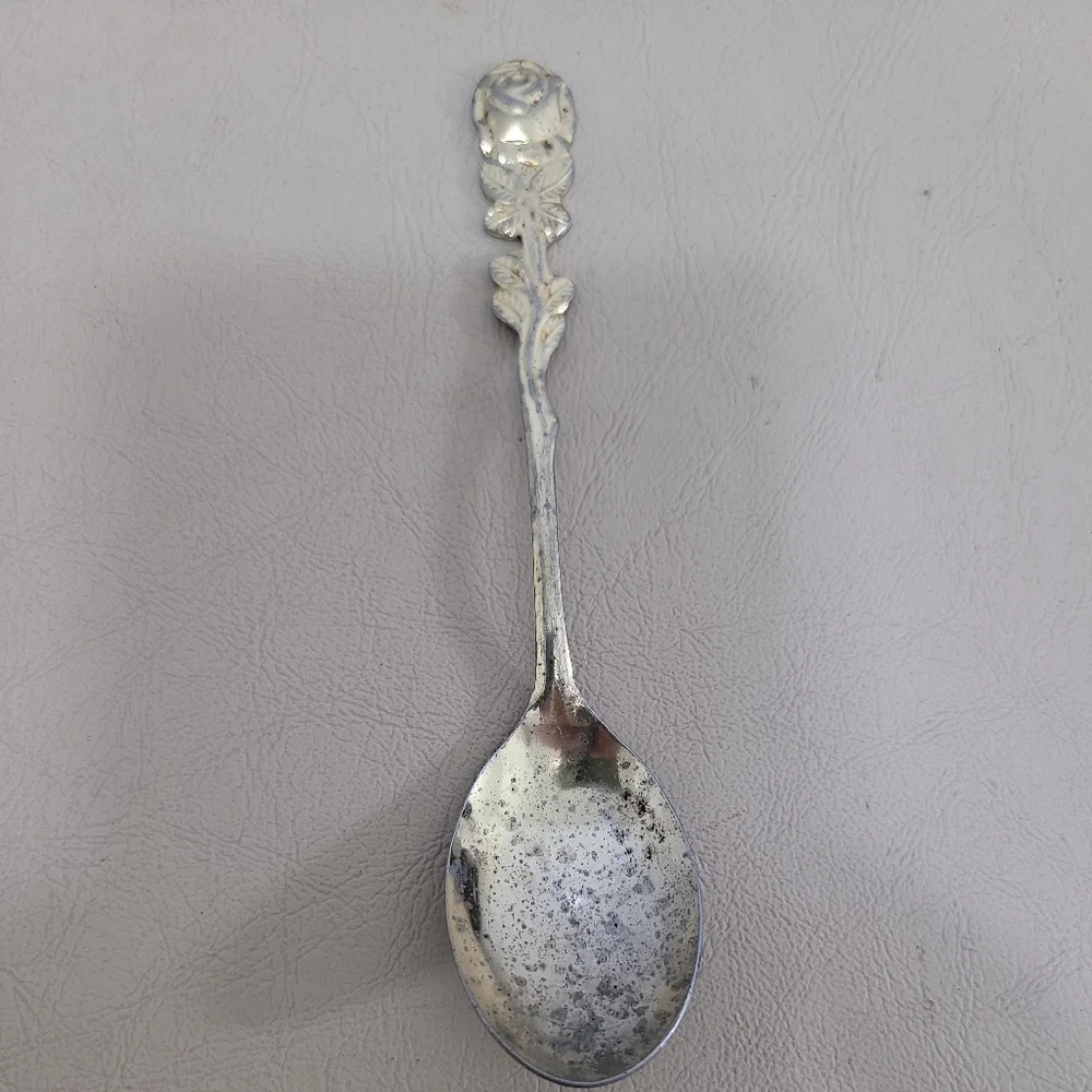 Vintage Rose Top Gold Tone Spoon Japan