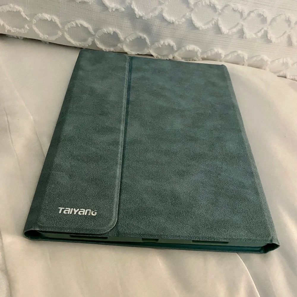 turquoise iPad cover with keyboard.