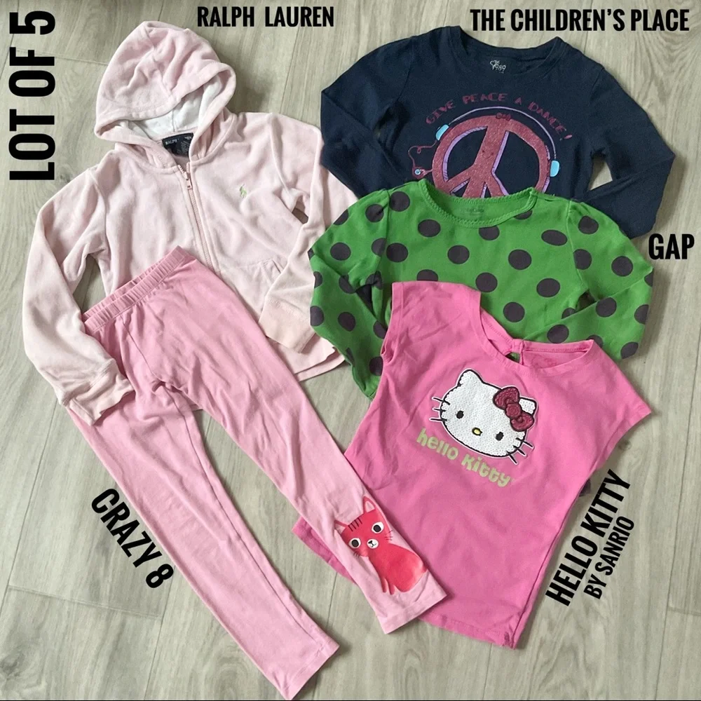 Lot of 5 4T Hoodie Shirts Pants Ralph Lauren Gap Children’s Place Hello …