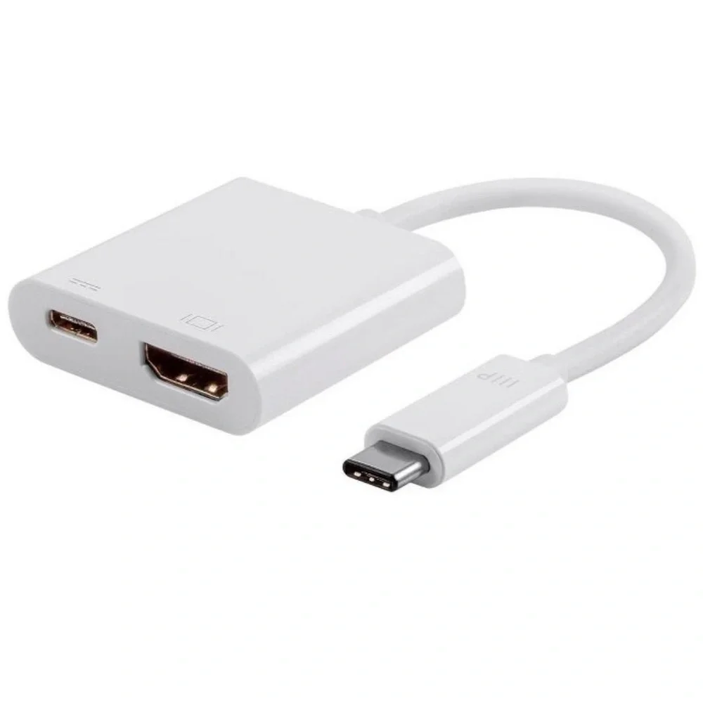 NWT Monoprice USB-C to HDMI&USB-C (F) Dual Port Adapter,Compatible USB-C Laptops