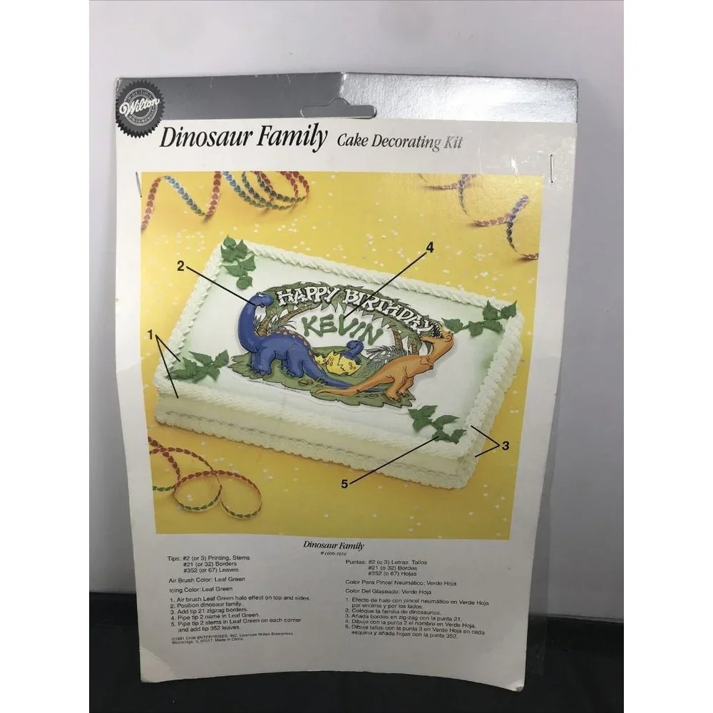 Vintage 1991 Wilton Dinosaur Family Happy Birthday Cake Topper Decoration SEALED