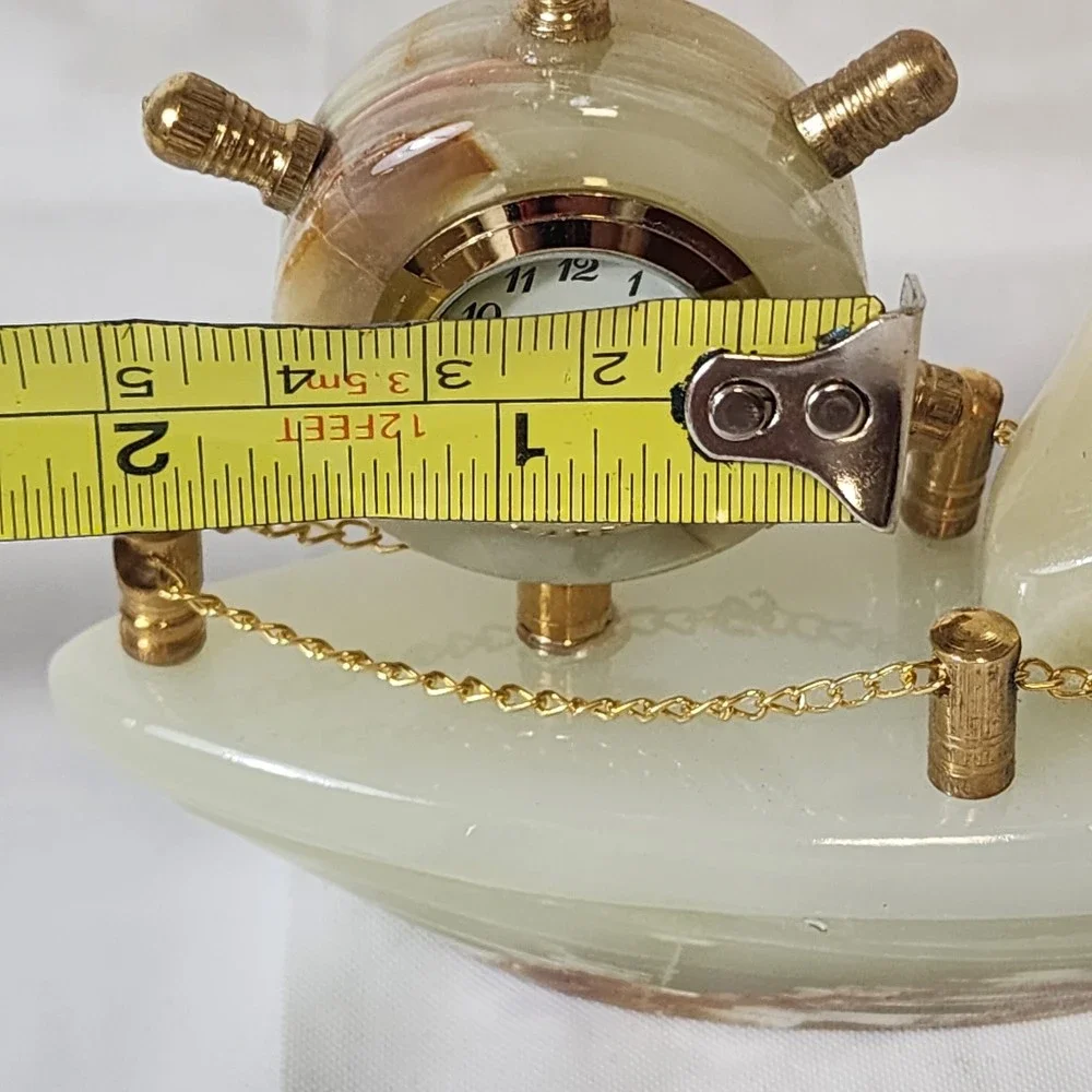 Decorative Collectible Ship Clock Desk Mentel Marble Onyx Handmade Imported NEW
