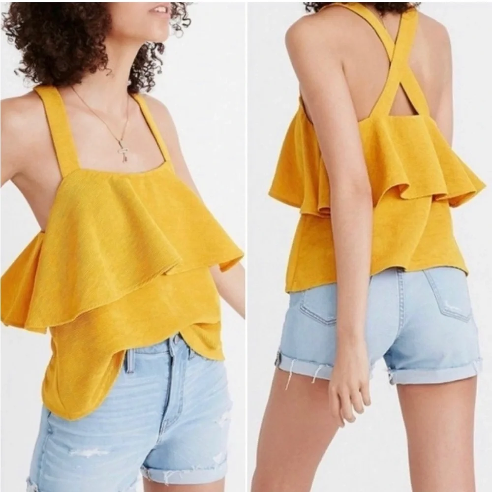 Madewell Texture + Thread Yellow Cross Back Top