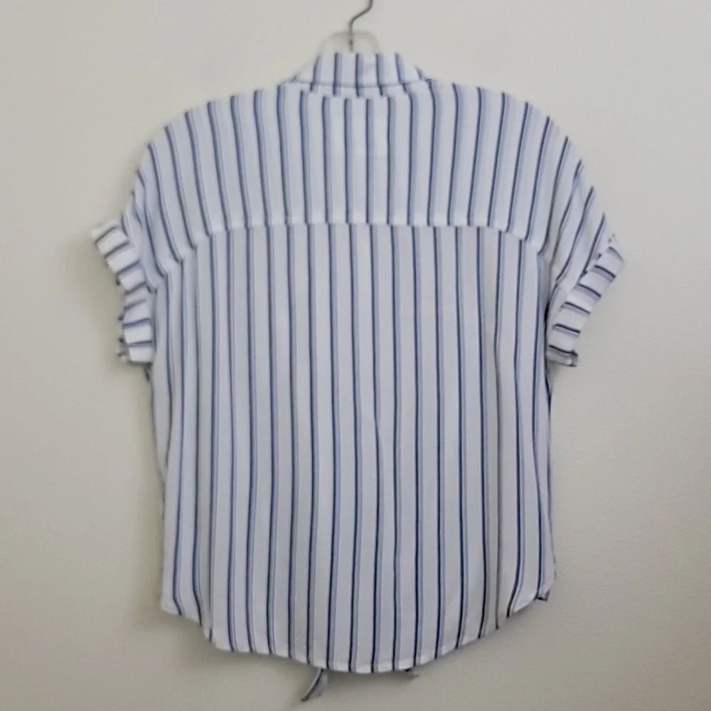 Justice Blue & White Striped Short Sleeve Top 12