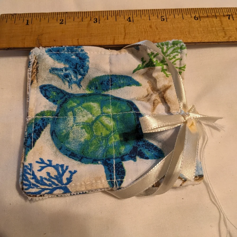 3 Microfiber Makeup Removers Handmade Hand Crafted Sea Turtles