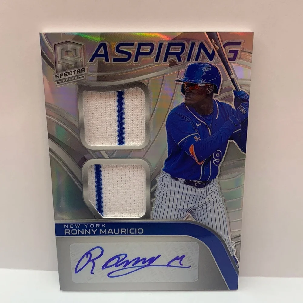2021 Spectra Ronny Mauricio Mets Silver Prism Aspiring Patch Auto #AJA-RM (MISC8