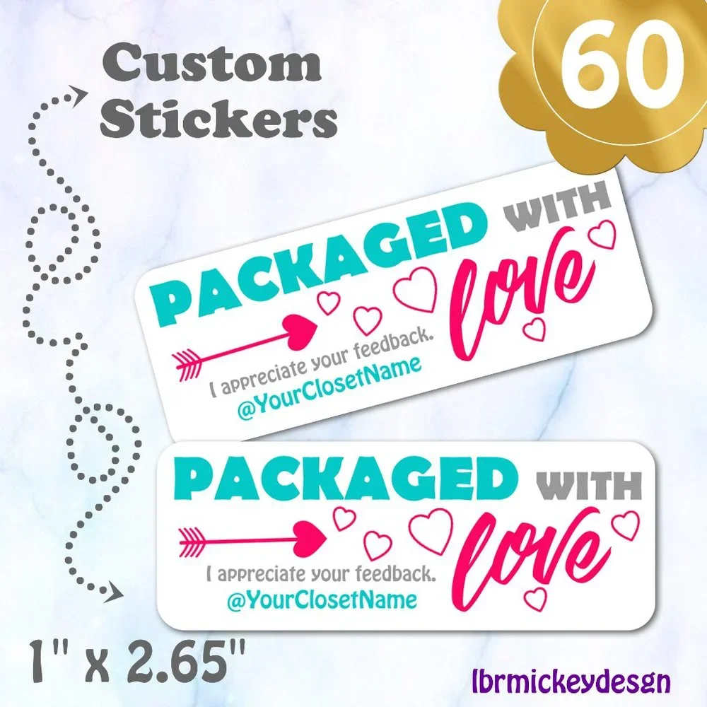 ♥️ 5x25 / 60 Thank You Stickers MATTE PAPER