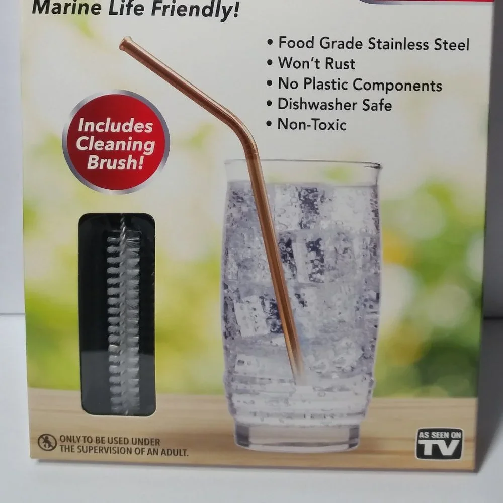 Red Copper Stainless Steel Reusable Drinking Straw