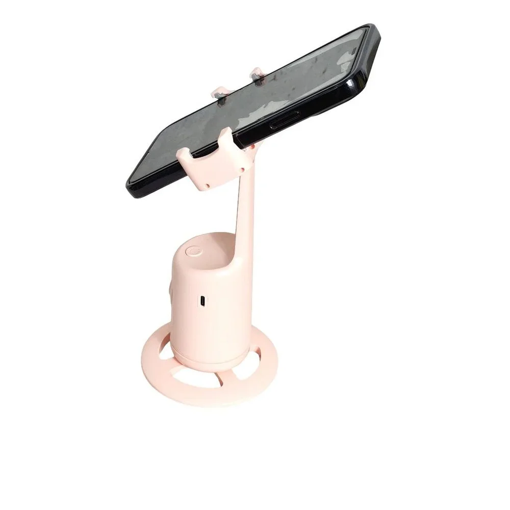 Magic Snapshot: 360° Auto Face Tracking Selfie Tripod - ABS Pink, No App Needed
