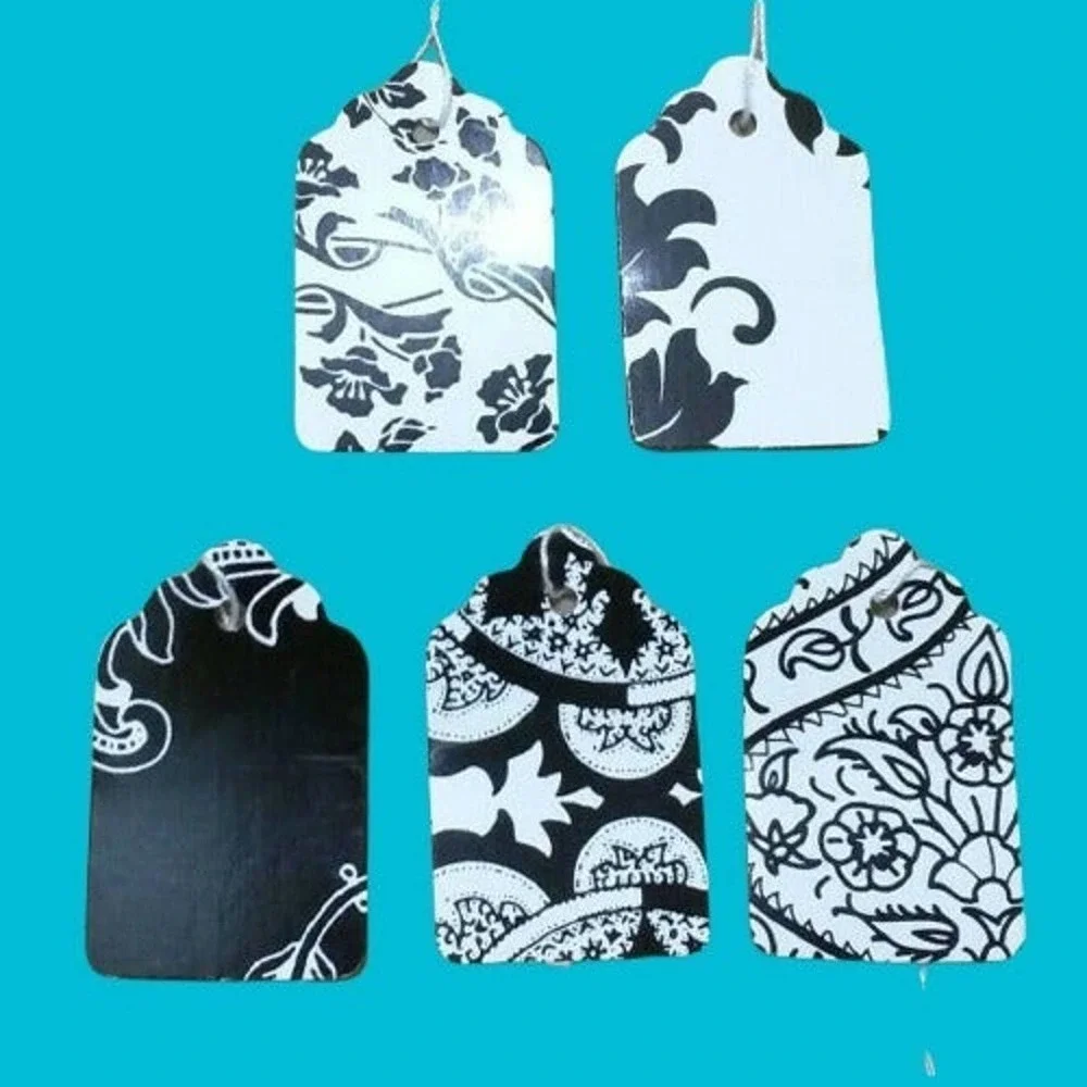 500 pc Country French Black White Price Tags Pre-Strung 5Patterns Retail #5 Lace