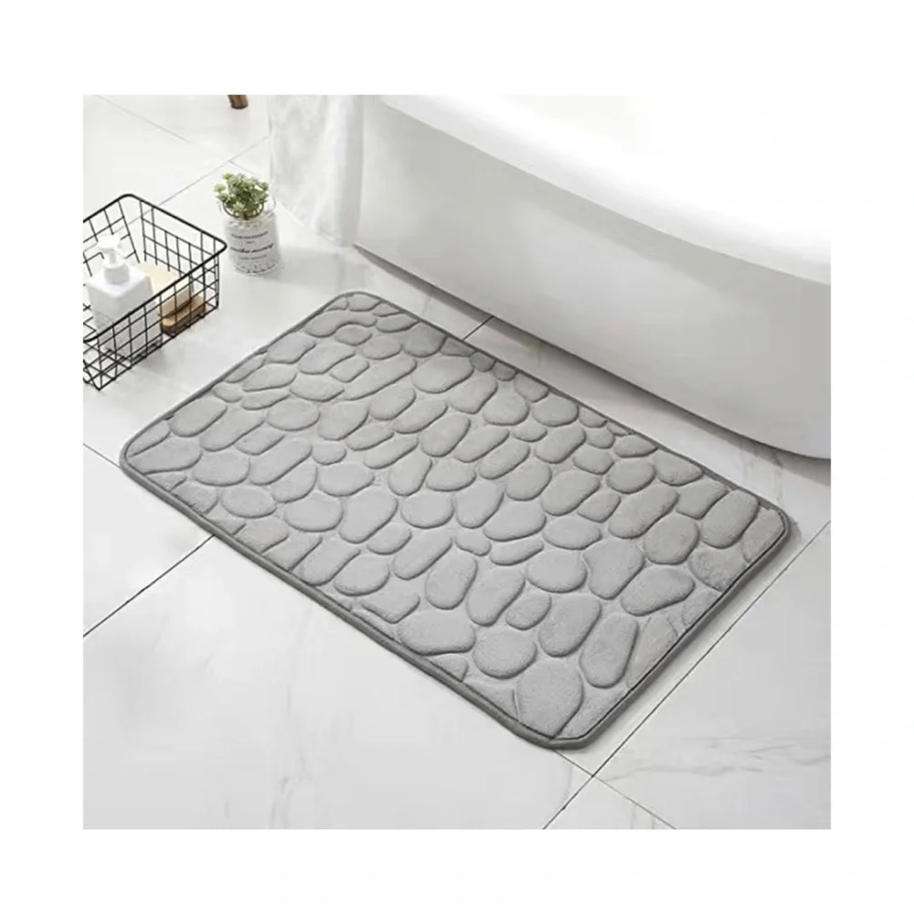 2pcs Non-Slip Flannel Pebble Bathtub Mat
