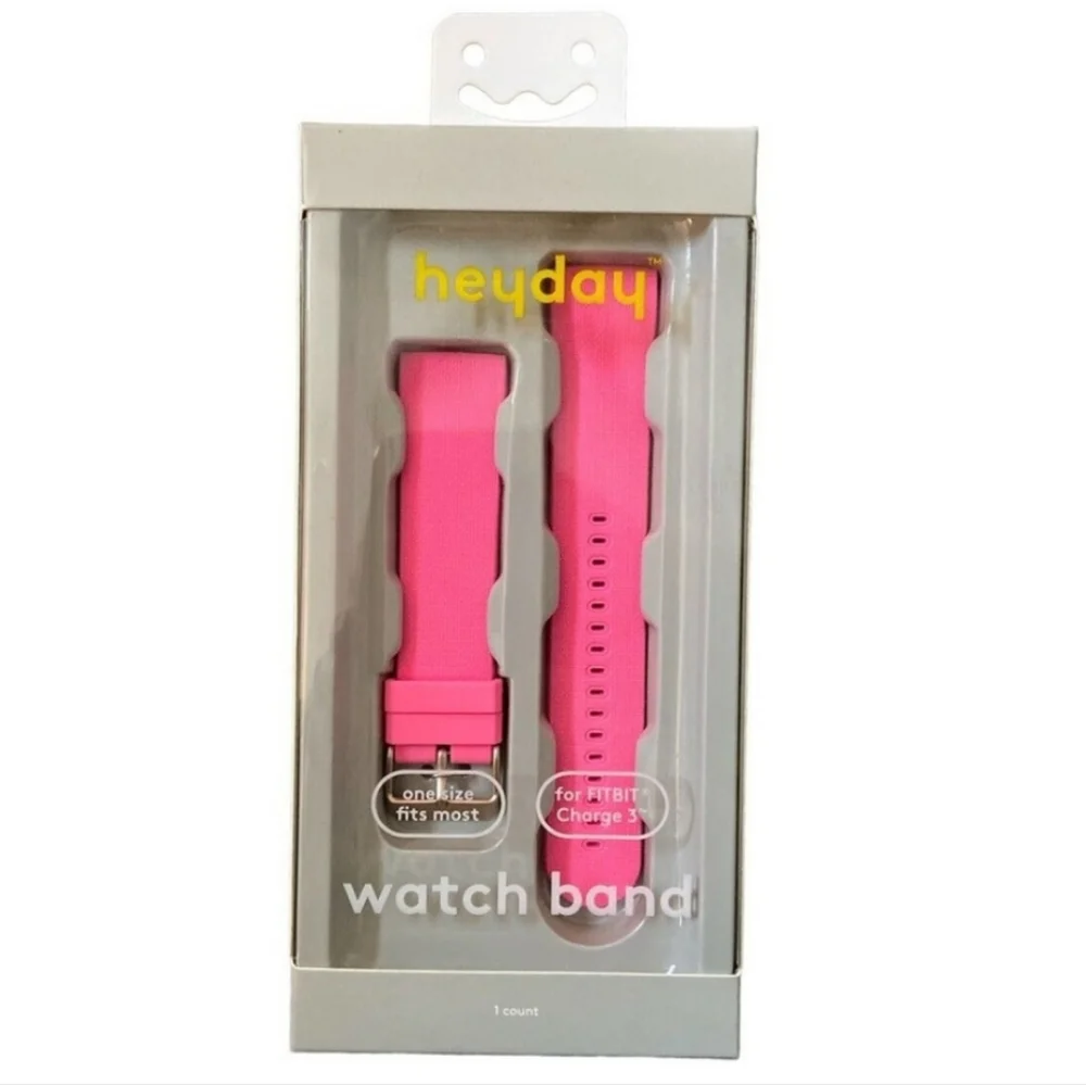 heyday Fitbit Charge 3 Silicone Watch Band - Hot Pink