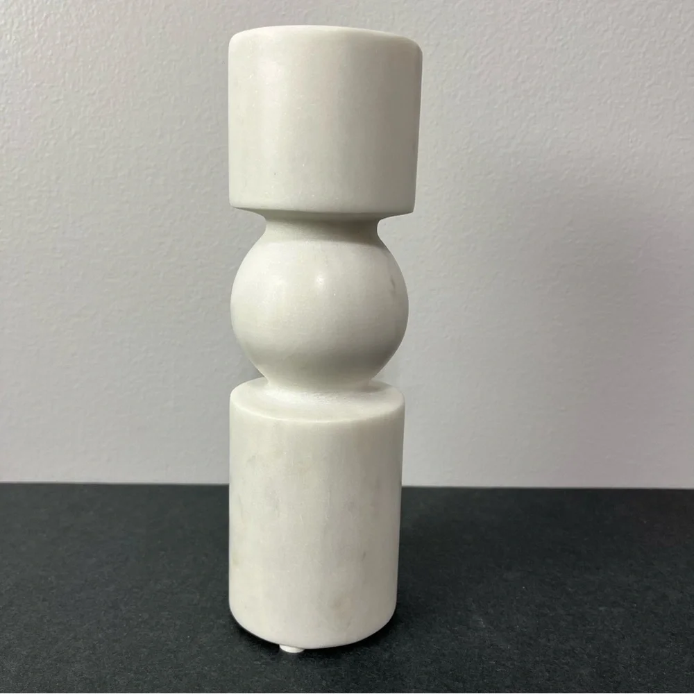 NEW Bloomingville Marble Tall Tealight White Candle Holder Home Decor Minimalist