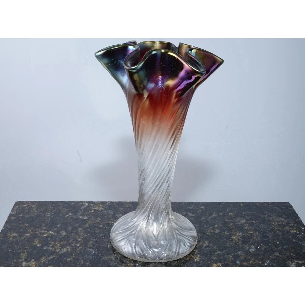 c1910 Rindskopf Pepita Boheian Iridescent Art glass vase