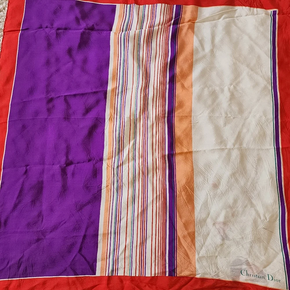 Christian Dior Striped Hand-Rolled Silk Scarf 30