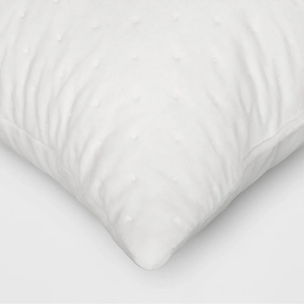 Threshold Quilted White Velvet Square Throw Pillow