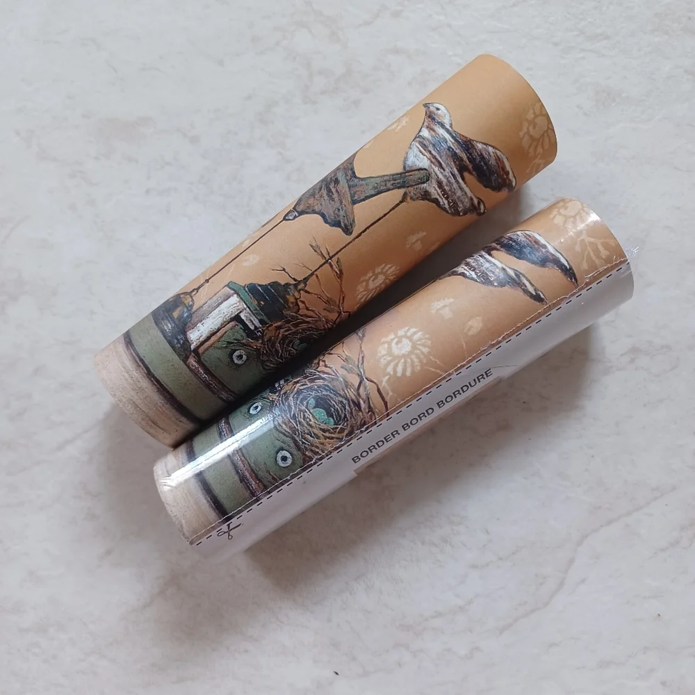 Wallpaper Border Country Wooden Birdhouses Knowles Teal 2 Rolls