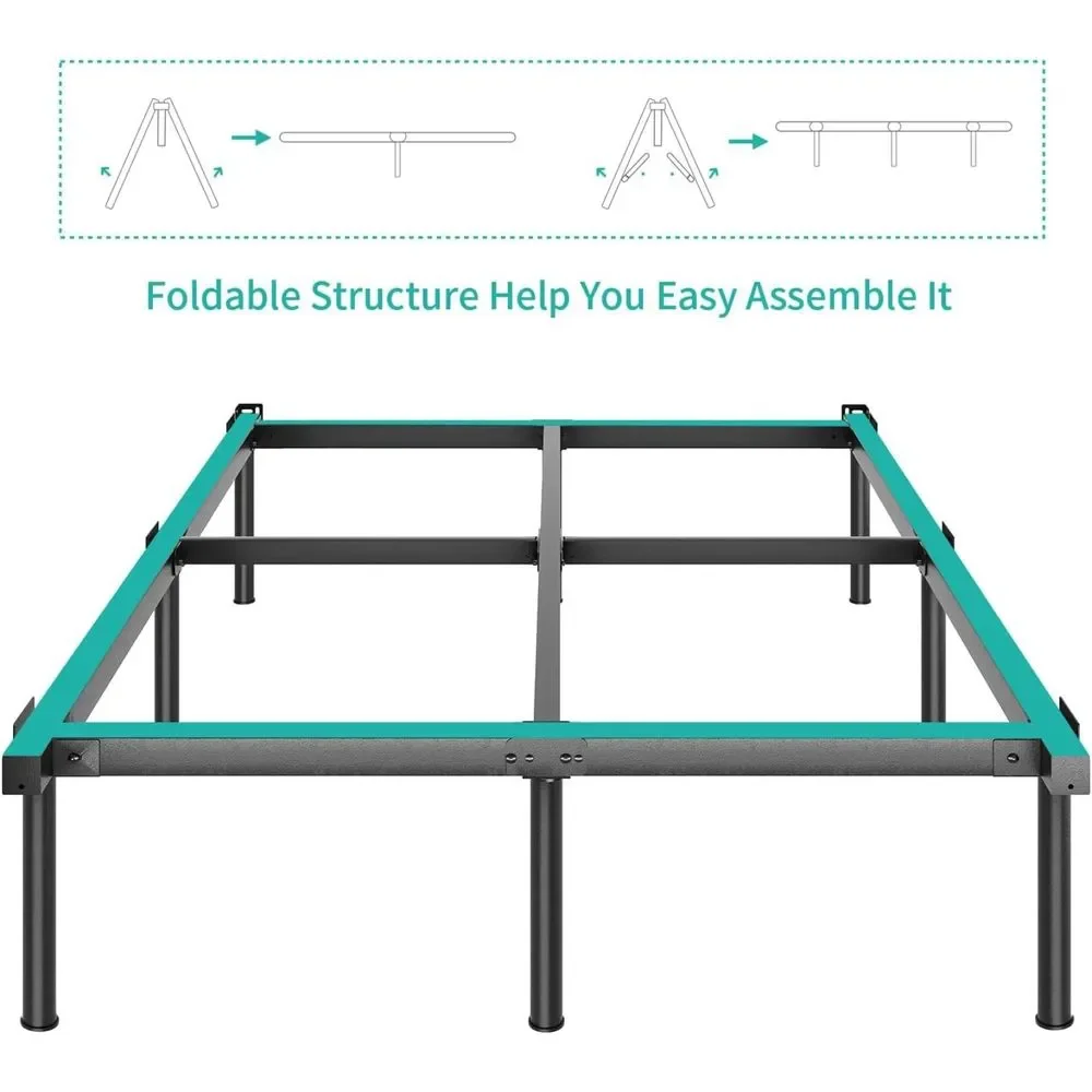 JOM Metal Bed Frame Queen Size - 14 Inch Rails Bedframe for Box Spring