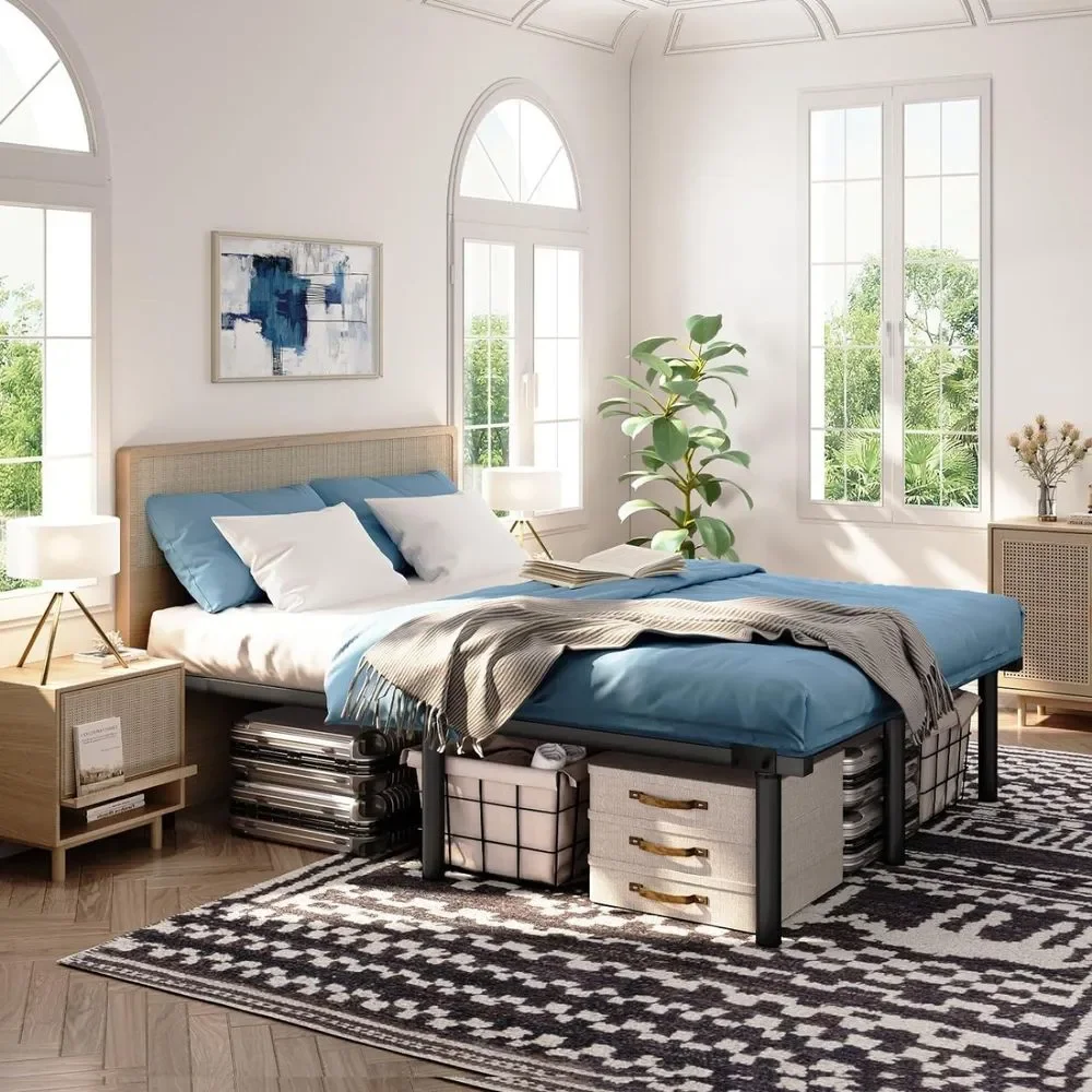 JOM Metal Bed Frame Queen Size - 14 Inch Rails Bedframe for Box Spring