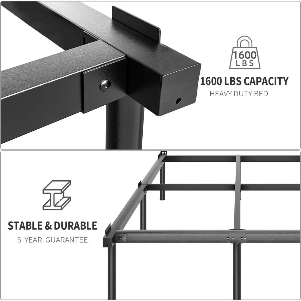 JOM Metal Bed Frame Queen Size - 14 Inch Rails Bedframe for Box Spring