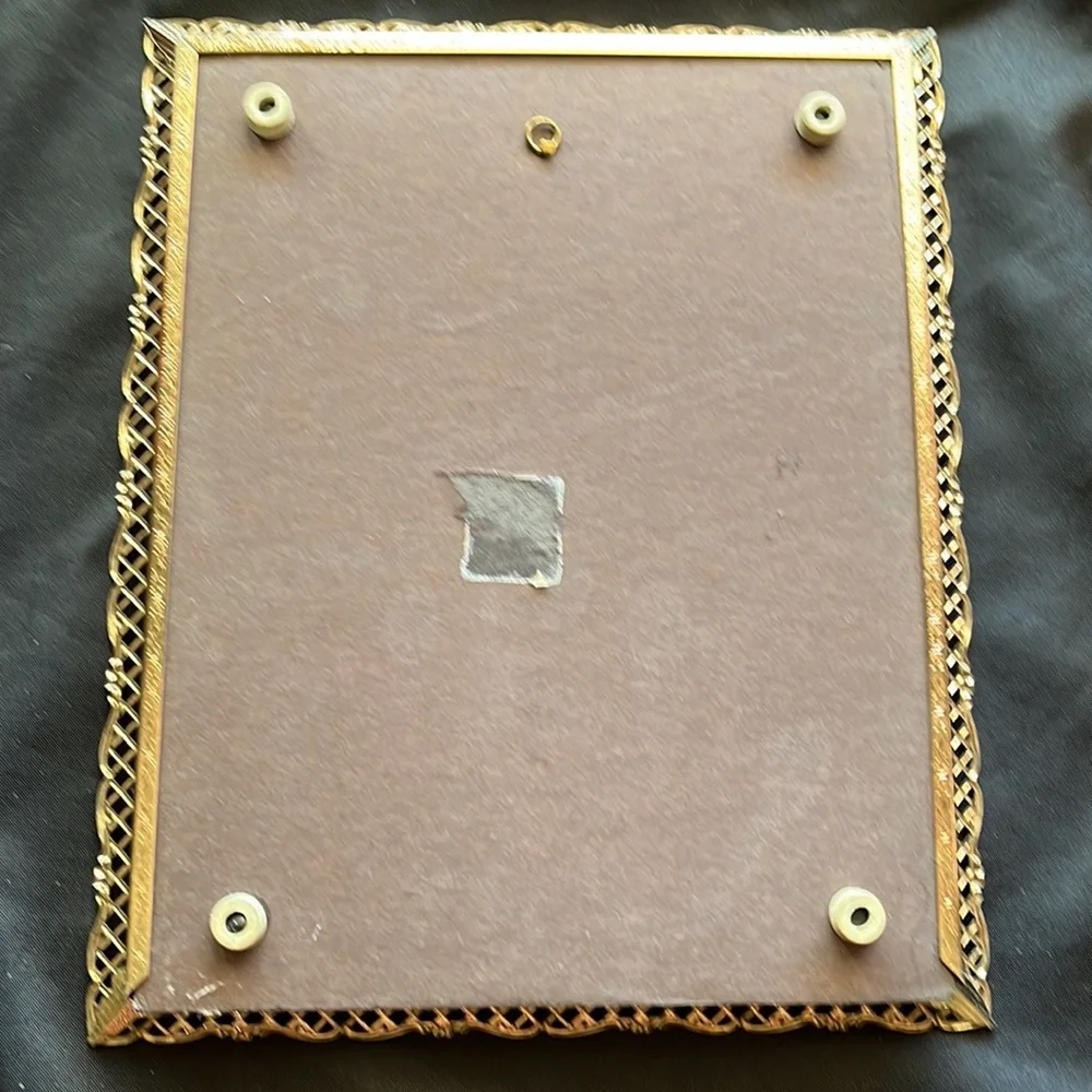 Vintage Vanity~Dresser Mirror~Tray Gold Tone Filagree