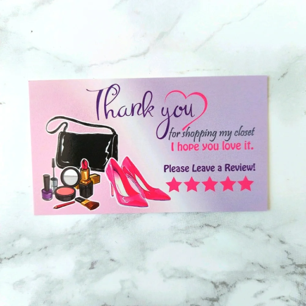 100 Thank You Cards insert business card