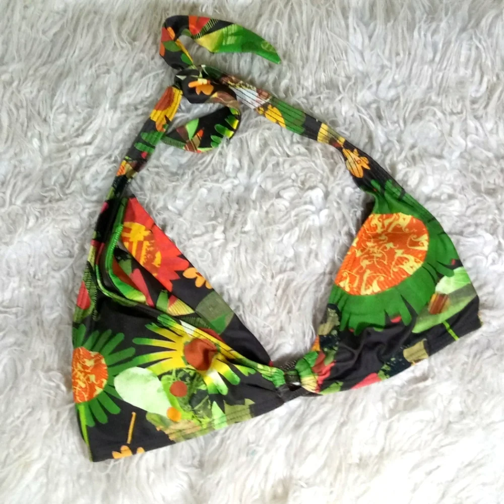 Cyn & Luca Floral Halter Bikini Top Size S