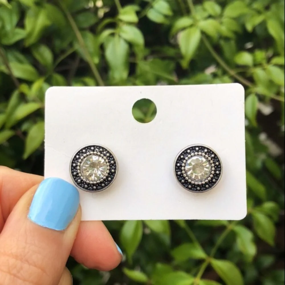 Silver + Black Crystal Bohemian Earrings