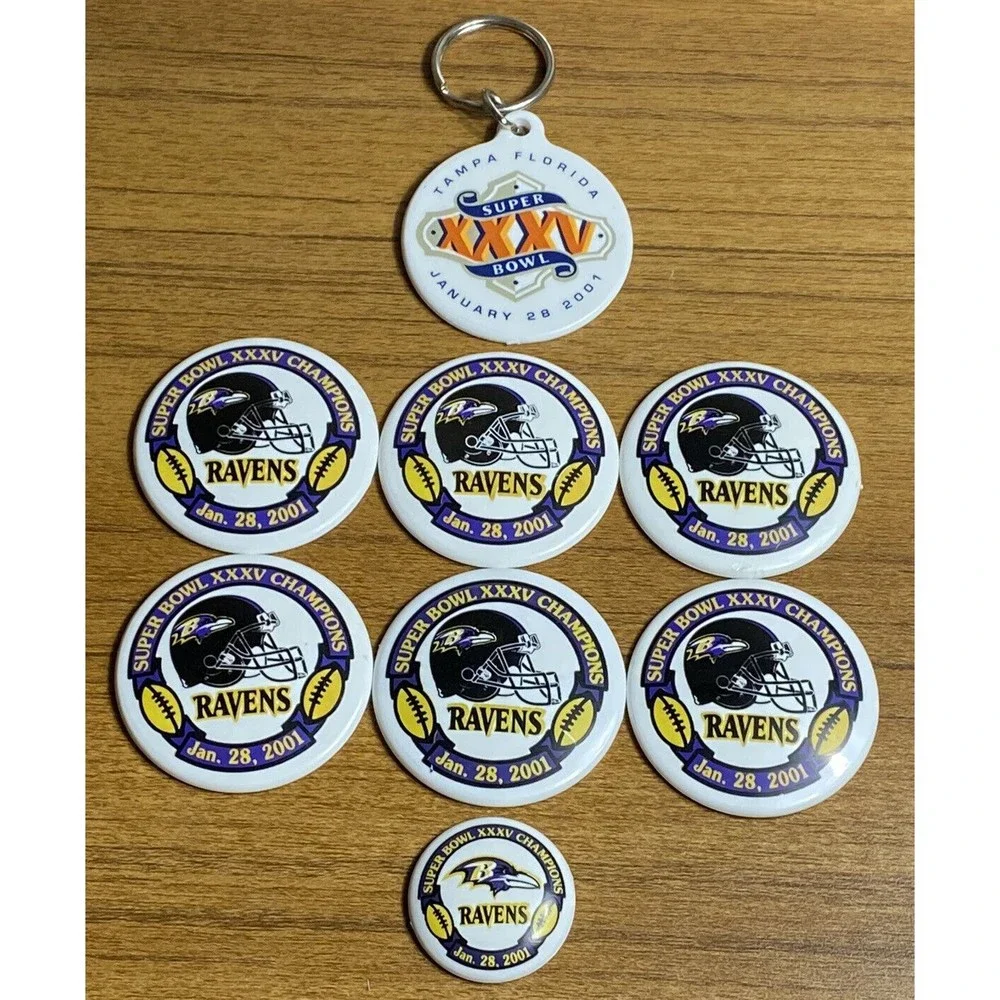 Baltimore Ravens Super Bowl XXXV Champions Jan 28 2001 Button Blanks & Keychain