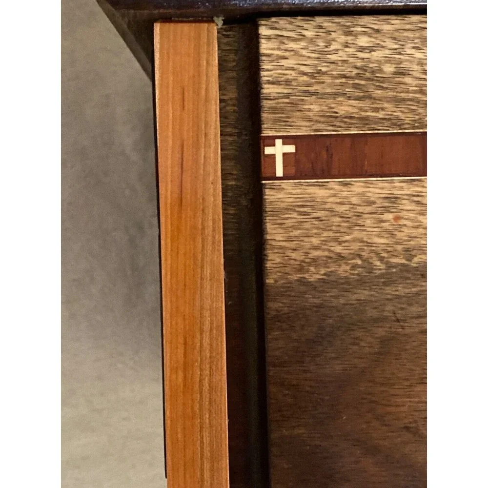 Solid Dark Wood Tissue Box with Cross Inlay