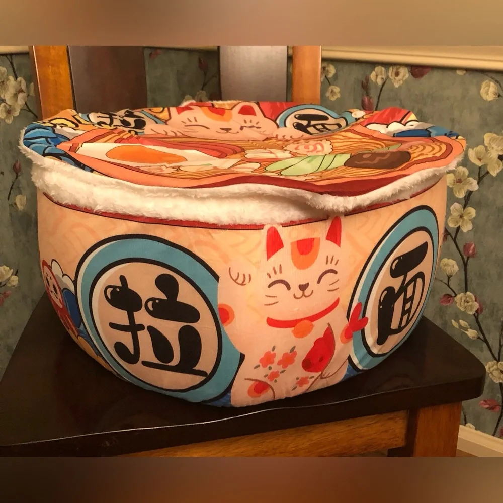 *HOST PICK*Cat Bed; 3-Pc.Set;Chinese Theme;Shell, Removable Cushion & Velcro Lid