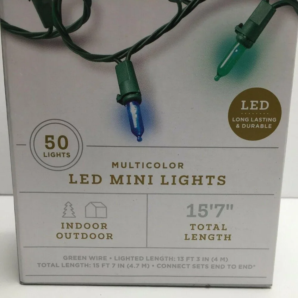 Wondershop 50 Mini LED Mulitocolored String Christmas Lights Indoor Outdoor 15'7