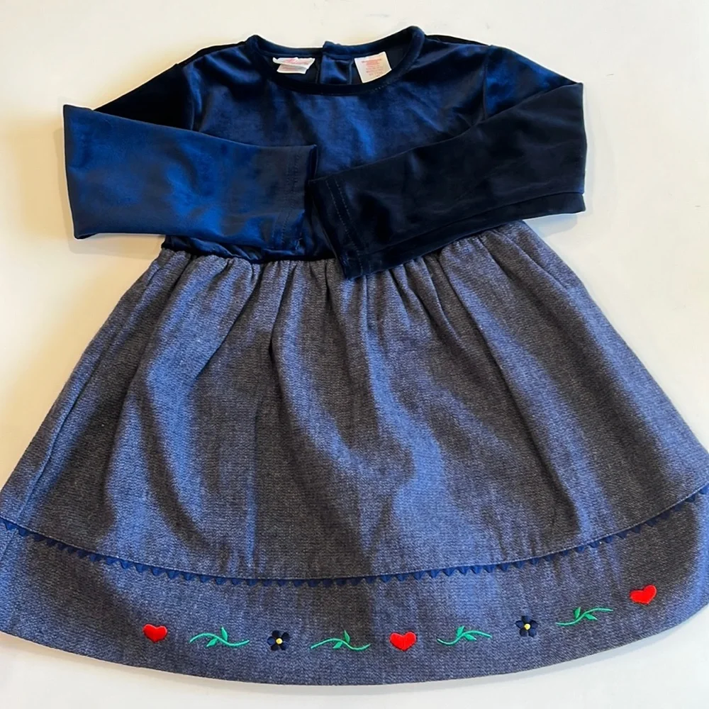 Allison Ann - 4T navy flannel and velvet winter dress