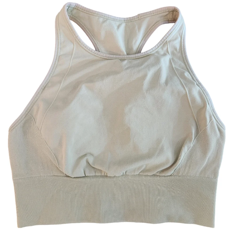Lululemon High Neck Green Ebb To Train Sports Bra Medium Support Size 6