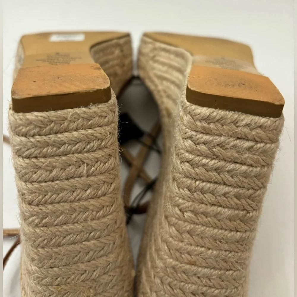 Express Women Brown Tan Wedge Platform Strappy Sandals Size 8 Casual Weekend
