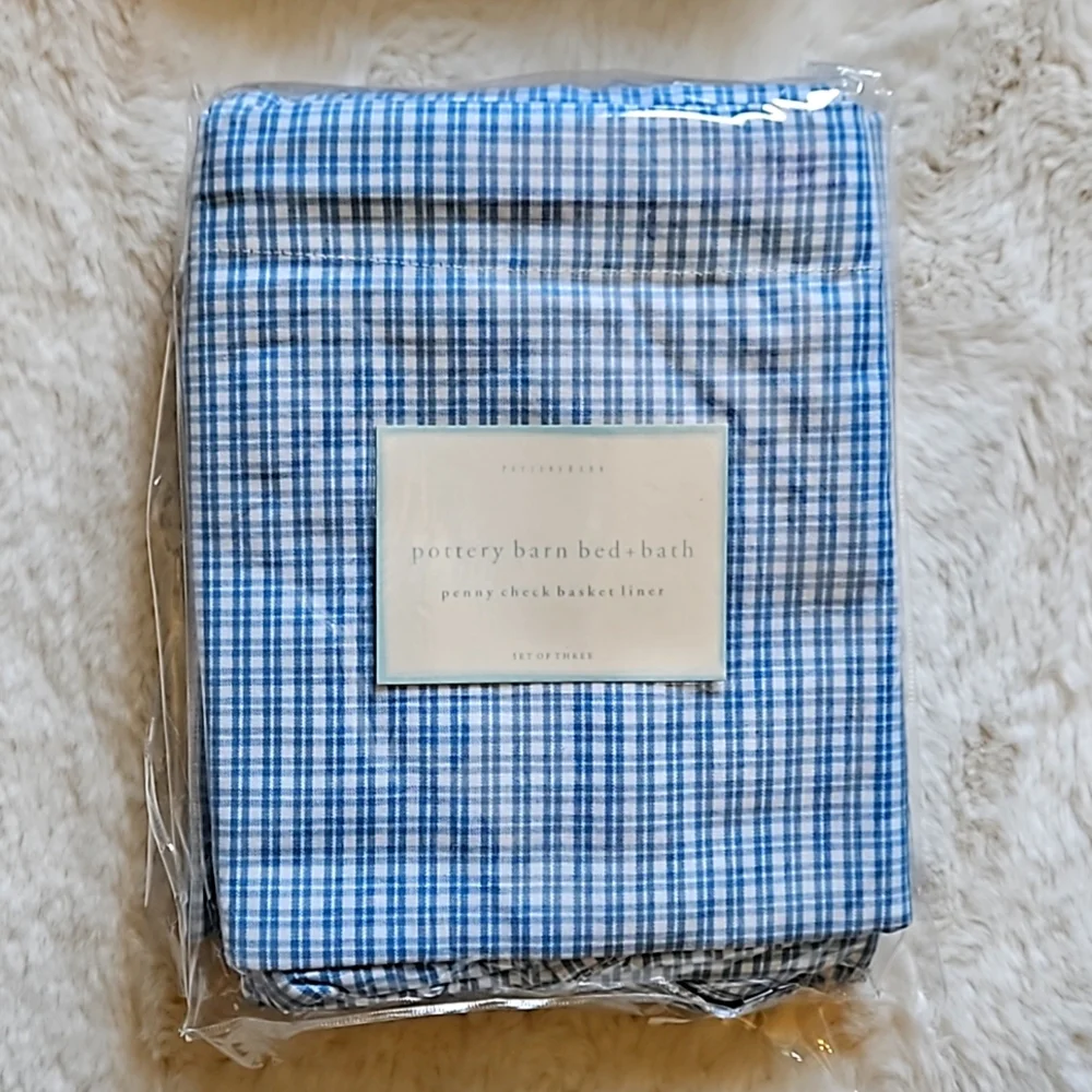 Pottery Barn penny check basket liner