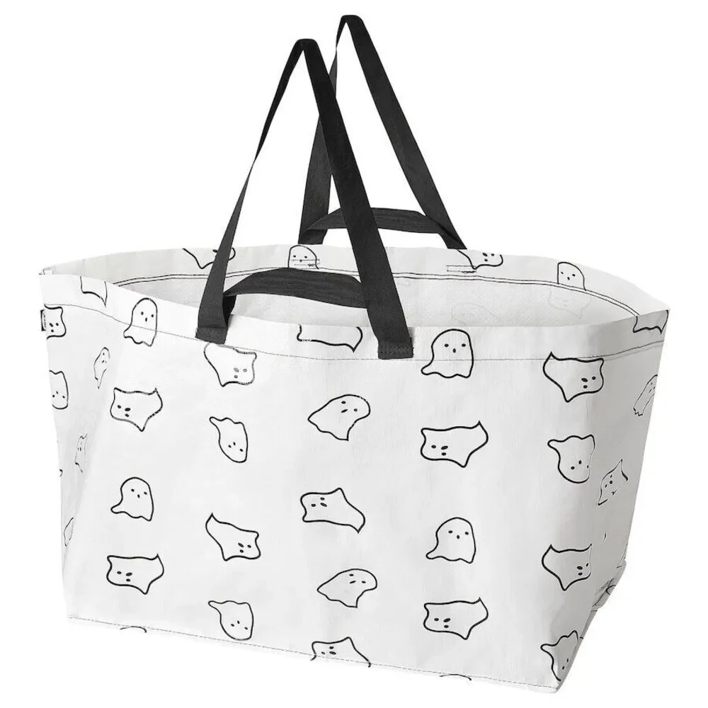 Ikea Bag Halloween KUSTFYR Bag NEW Large White w/ Ghosts 905.943.08 Fast Ship!