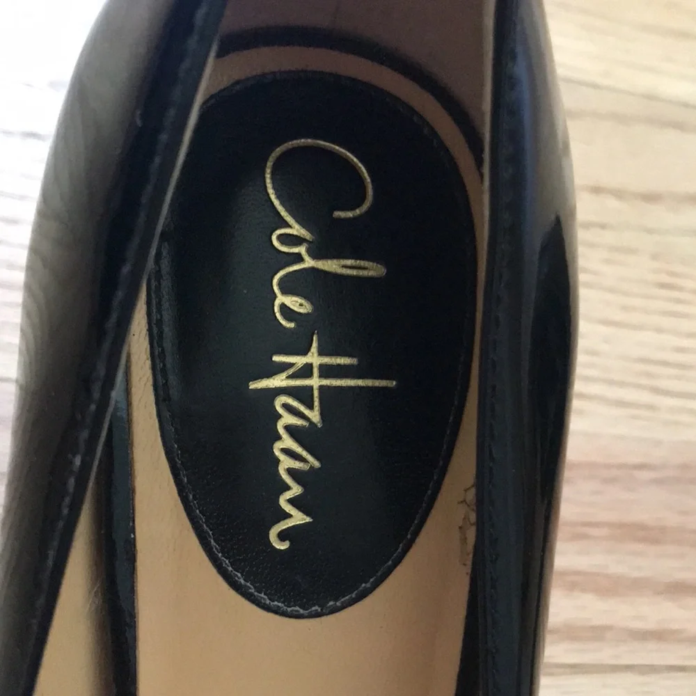 Cole Haan Nike Air Peep Toe Black Patent Pumps Size 10