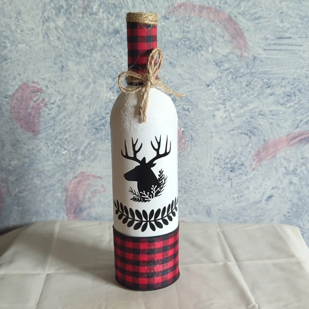 Custom decorated Christmas Wine Bottle