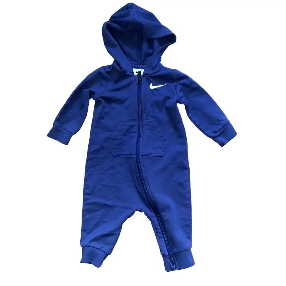 Infant Nike One Piece Boys 6M Sleeper Navy Blue Zip Up *